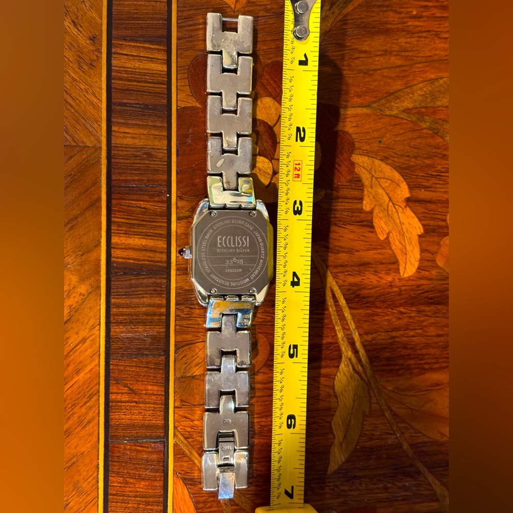 Sterling Silver Vintage Ecclissi Mother of Pearl Watch with Removable Links 34mm - Picture 6 of 6